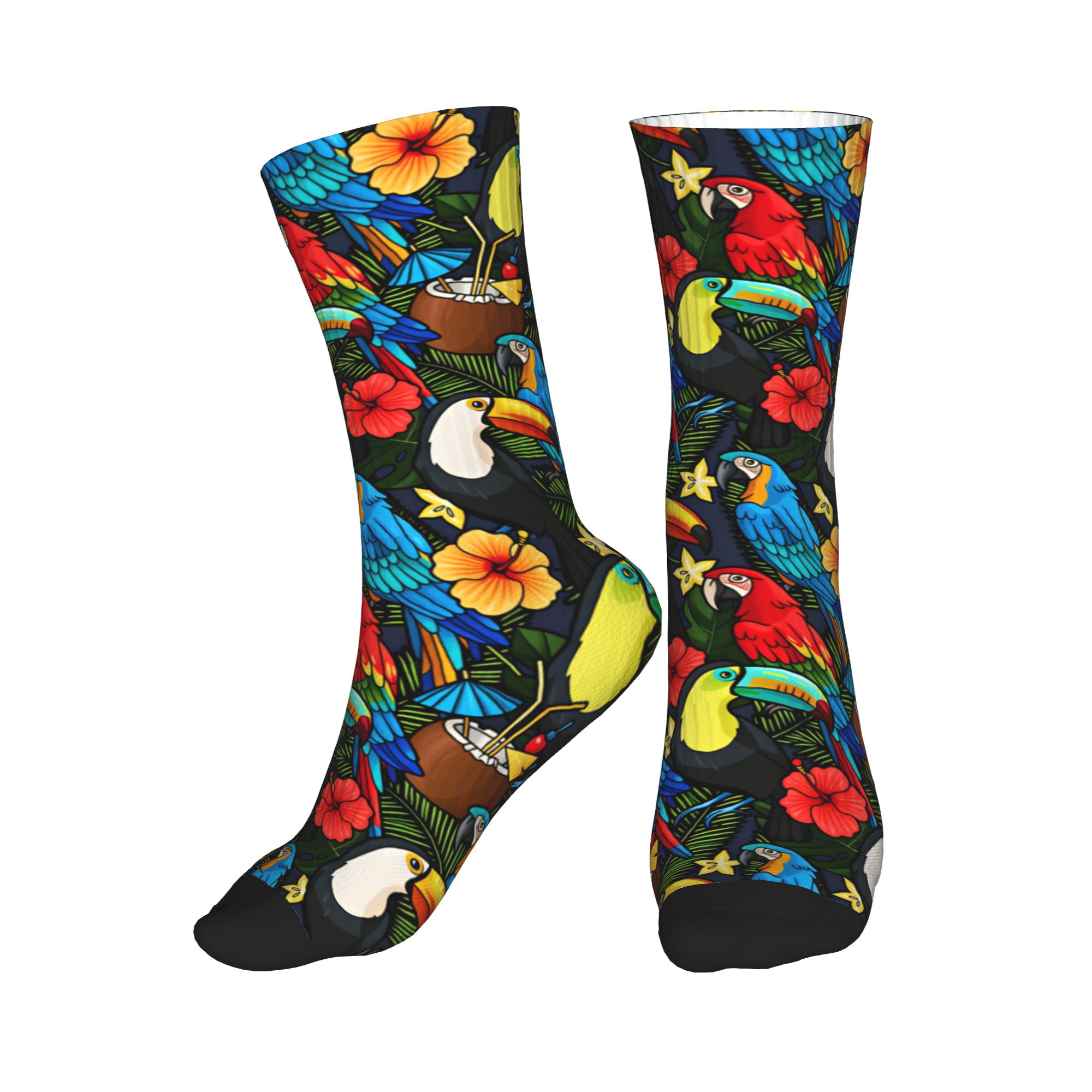 Dress Sock Men - Tropische Macaw Toucan Fruit Floral Heren